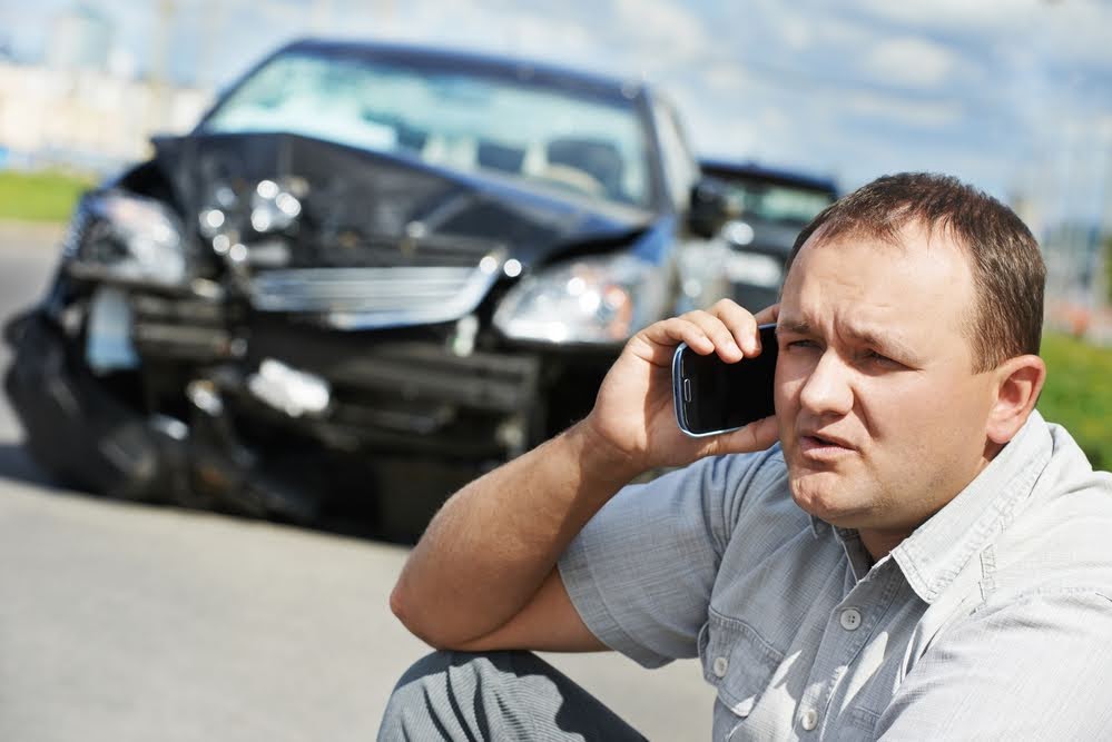 man in a car accident